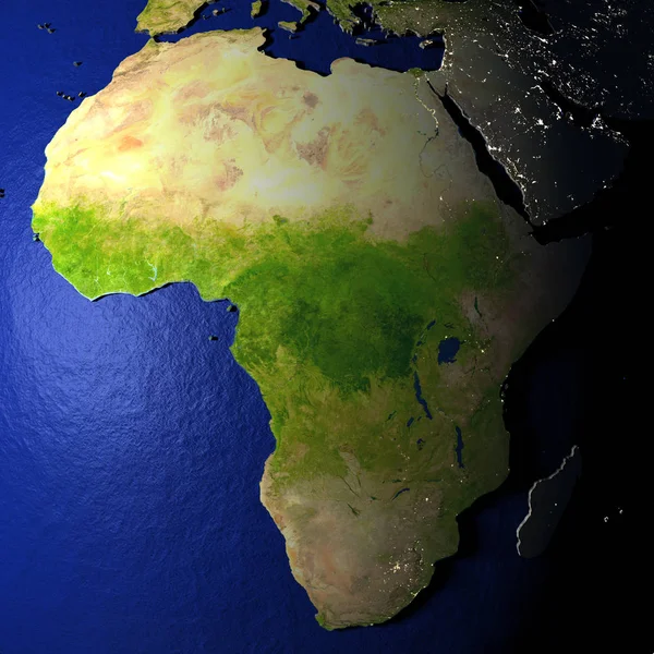 Africa on model of Earth with embossed land — Stock Photo, Image