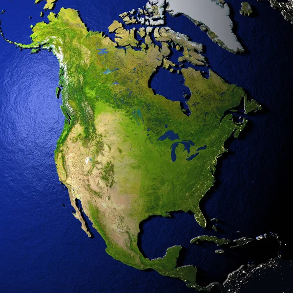 육지를 본떠 만든 지구 모델의 북 아메리카 — 스톡 사진