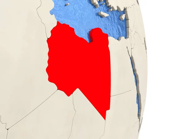 Libia na modelu Globus polityczny — Zdjęcie stockowe