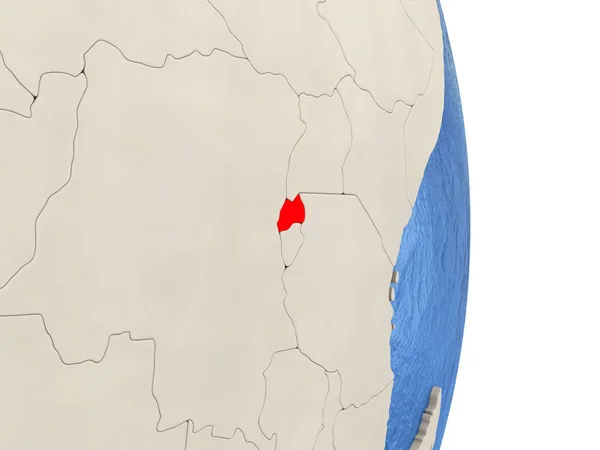 Rwanda on model of political globe — Stock Photo, Image