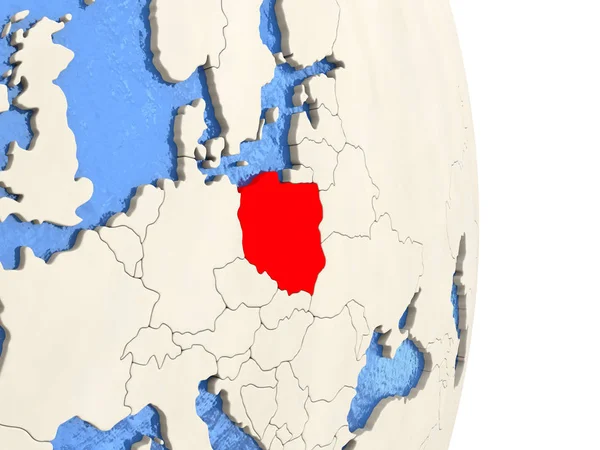 Польша на модели политического глобуса — стоковое фото