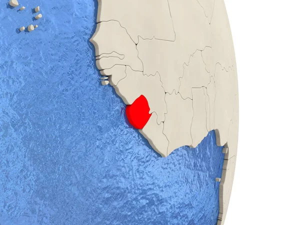 Sierra Leone on model of political globe — Stock Photo, Image