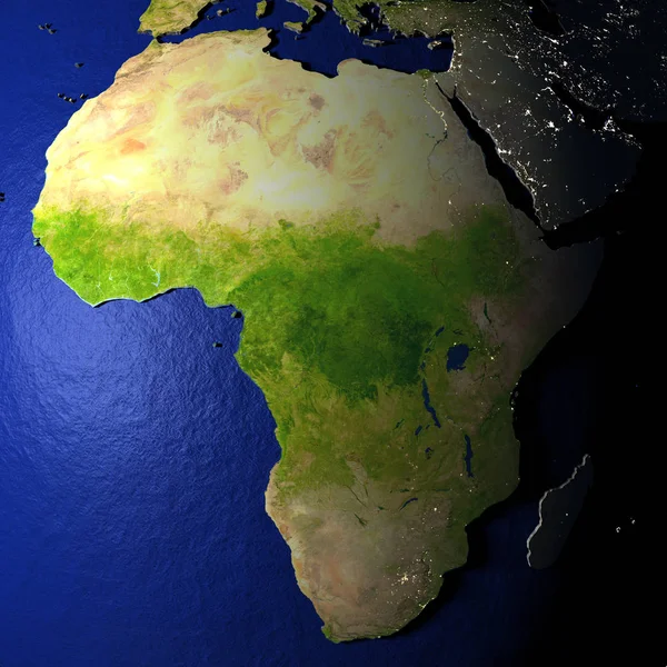 Αφρικής σχετικά με το μοντέλο της γης με ανάγλυφο της γης — Φωτογραφία Αρχείου