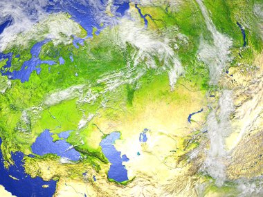 Batı ve Orta Asya dünya gerçekçi bir model üzerinde