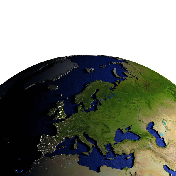 L'Europa sul modello della Terra con terra in rilievo — Foto Stock