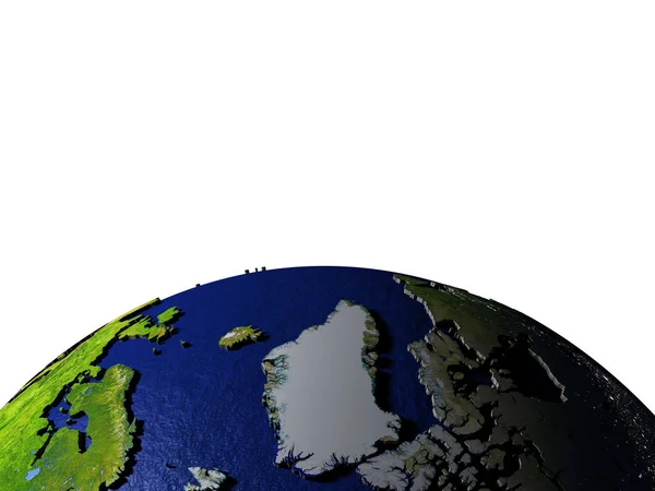 Groenland sur le modèle de la Terre avec relief — Photo