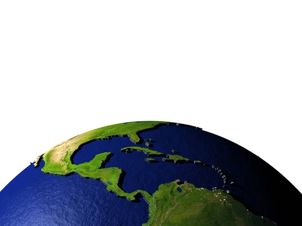Mittelamerika nach dem Modell der Erde mit geprägtem Land — Stockfoto