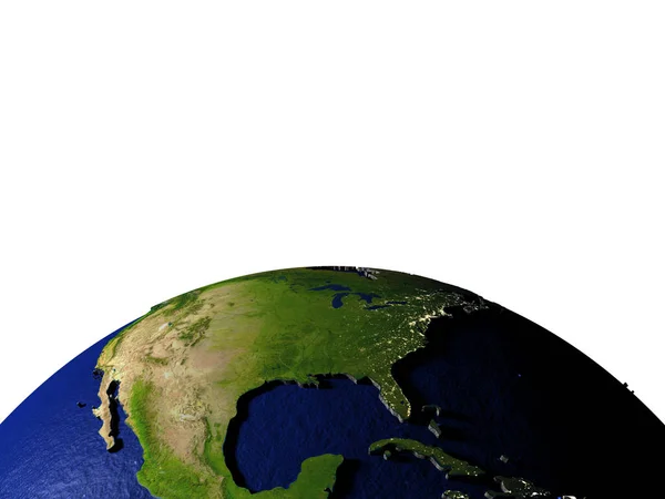 Noord-Amerika op model van de Aarde met reliëf — Stockfoto