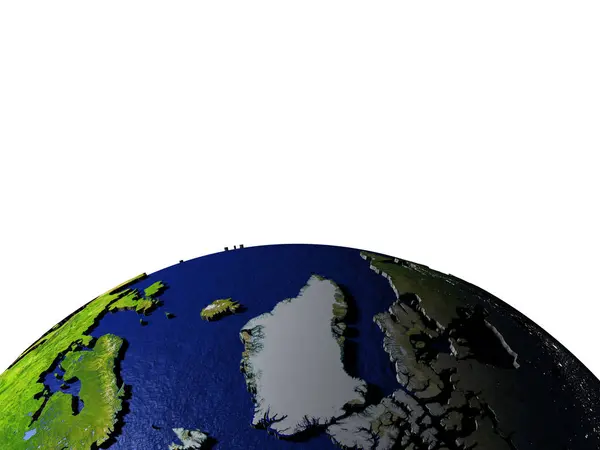Grönland nach dem Modell der Erde mit geprägtem Land — Stockfoto