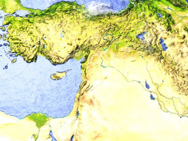Dünya'nın gerçekçi model üzerinde Orta Doğu
