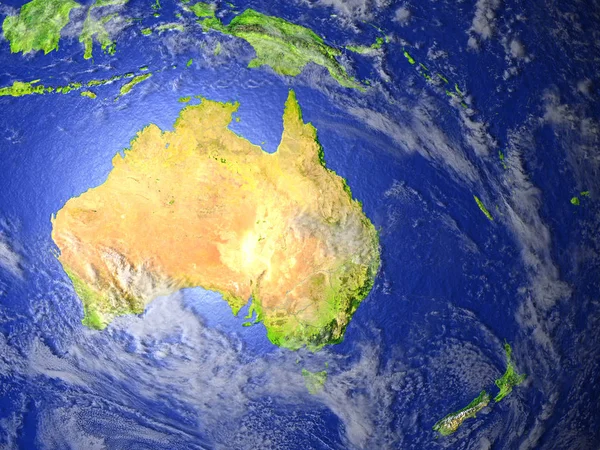Australien und Neuseeland auf realistischem Erdmodell — Stockfoto
