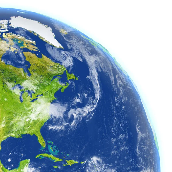 Costa orientale del Nord America sul pianeta Terra — Foto Stock