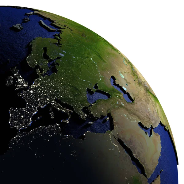 Region EMEA na model země s reliéfní půdy — Stock fotografie