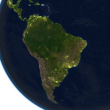 Güney Amerika Planet Earth geceleri