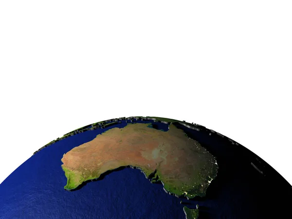 Australien på modell av jorden med präglade mark — Stockfoto