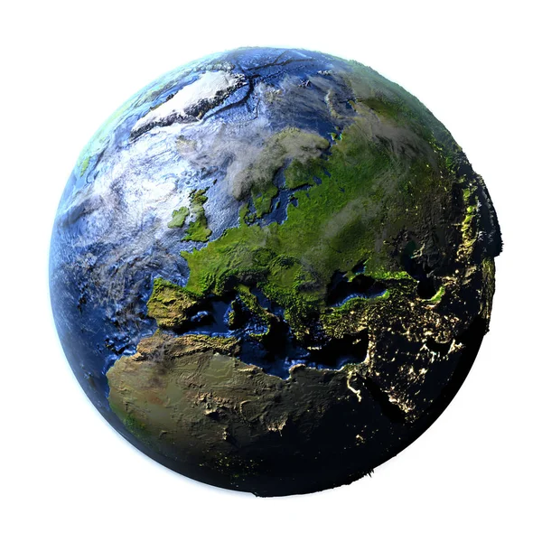 Europa op aarde geïsoleerd op wit — Stockfoto