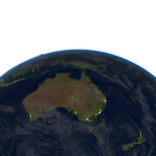 Australia yöllä maapallolla — kuvapankkivalokuva