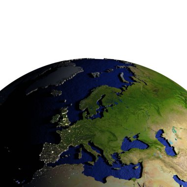 Avrupa dünya modeli ile kabarık arazi üzerinde