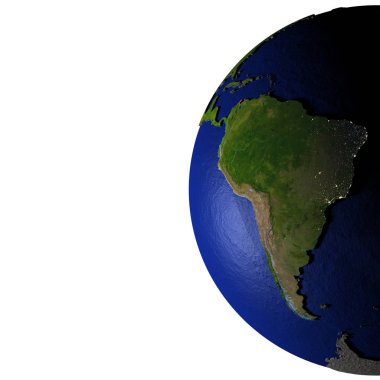 Güney Amerika kabarık arazi ile Dünya'nın modeli