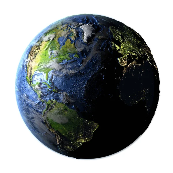 Kuzey Yarımküre üzerinde beyaz izole yeryüzünde — Stok fotoğraf