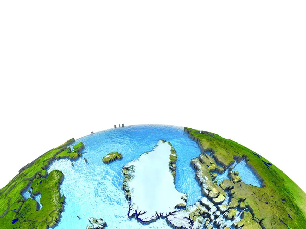 Greenland on model of Earth — Stock Photo, Image