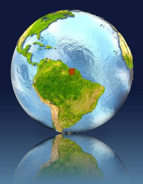 Surinam yansıması ile dünya üzerinde