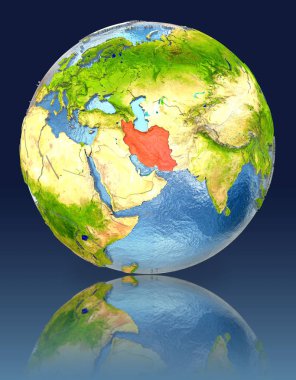 Iran yansıması ile dünya üzerinde