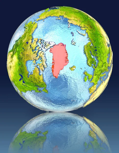 Groenlandia en globo con reflexión — Foto de Stock