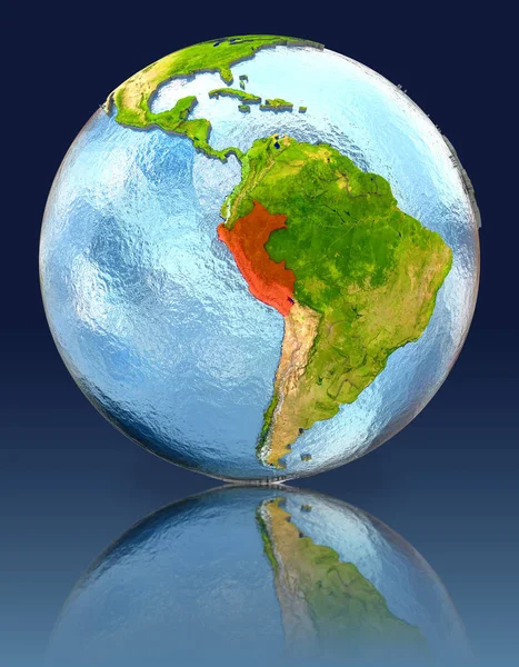 Peru yansıması ile dünya üzerinde — Stok fotoğraf