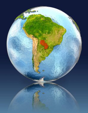 Paraguay yansıması ile dünya üzerinde