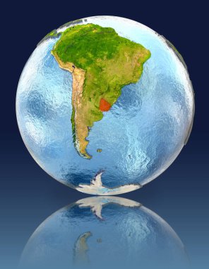 Uruguay yansıması ile dünya üzerinde