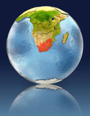 Güney Afrika yansıması ile dünya üzerinde