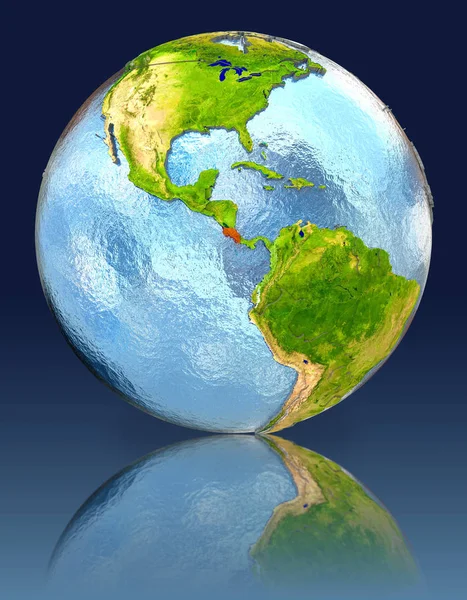 Costa Rica på Globen med reflektion — Stockfoto
