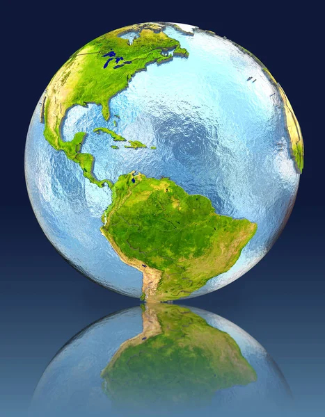 Caribbean on globe with reflection — Stock Photo, Image