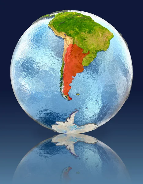 Argentina no globo com reflexão — Fotografia de Stock