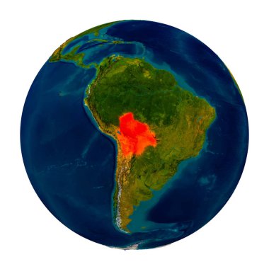 Küre üzerinde vurgulanan Bolivya