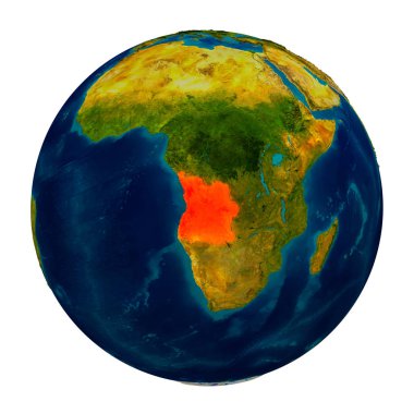 Küre üzerinde vurgulanan Angola