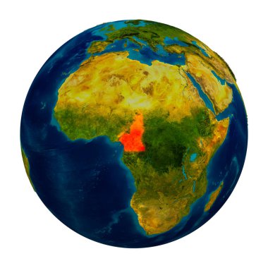Küre üzerinde vurgulanan Kamerun