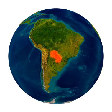 Küre üzerinde vurgulanan Paraguay