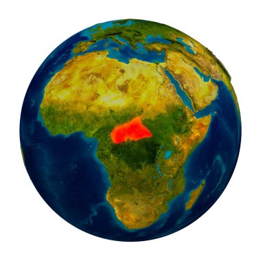 Orta Afrika küre üzerinde vurgulanır