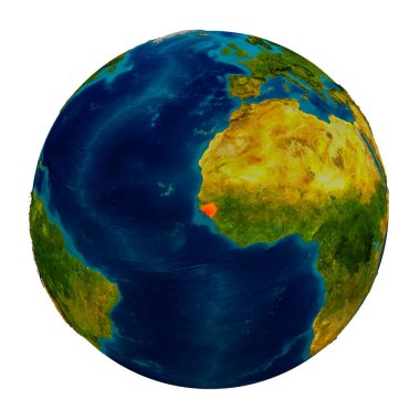 Gine-Bissau küre üzerinde vurgulanır