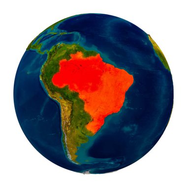 Küre üzerinde vurgulanan Brezilya