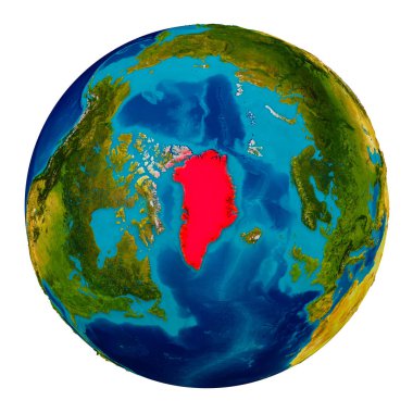 Küre üzerinde vurgulanan Grönland