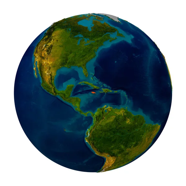 Jamaica highlighted on globe — Stock Photo, Image
