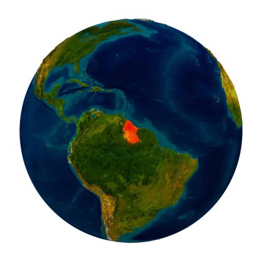 Küre üzerinde vurgulanan Guyana