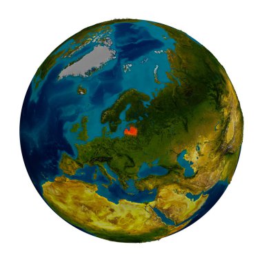 Küre üzerinde vurgulanan Letonya