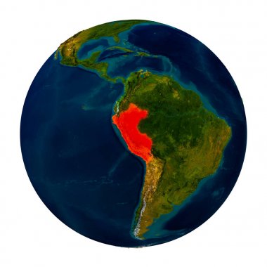 Küre üzerinde vurgulanan Peru