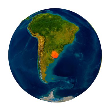 Küre üzerinde vurgulanan Uruguay