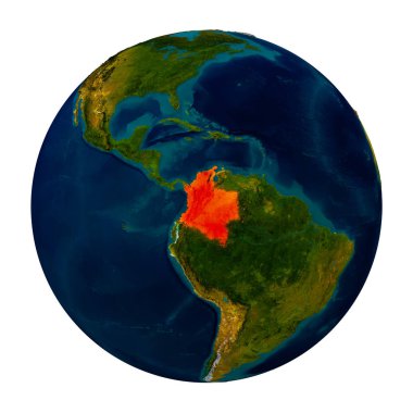 Küre üzerinde vurgulanan Kolombiya