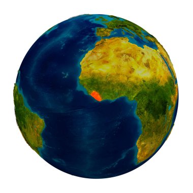 Küre üzerinde vurgulanan Liberya